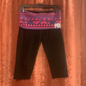 Black and Aztec print capri yoga VS Pink brand pants, medium.